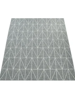 KADIMA DESIGN Outdoorteppiche<Outdoor Teppich Geometrisch Balkon, Terrasse schmutzabweisend in Grau