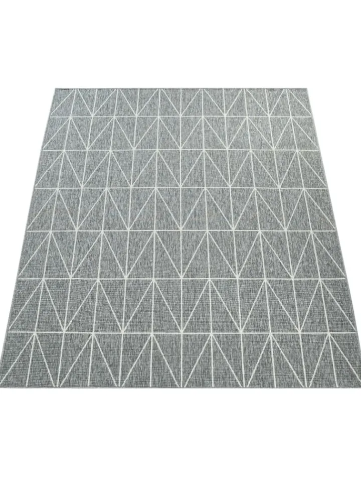 KADIMA DESIGN Outdoorteppiche<Outdoor Teppich Geometrisch Balkon, Terrasse schmutzabweisend in Grau