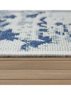 KADIMA DESIGN Outdoorteppiche<Outdoor Teppich Medaillon-Vintage Balkon, Terrasse in Dunkelblau