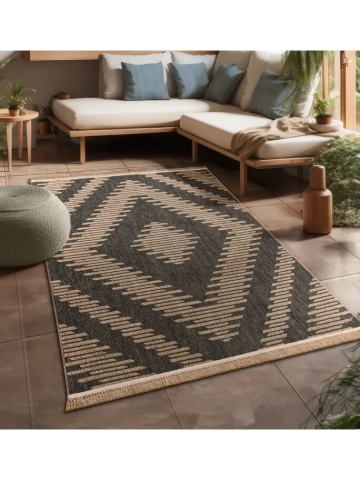 KADIMA DESIGN Outdoorteppiche<Outdoor Teppich Natur Balkon, Terrasse in Anthrazit