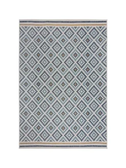 KADIMA DESIGN Outdoorteppiche<Outdoor Teppich Rauten Muster, Geometrisch, Balkon schmutzabweisend in Blau-Gelb