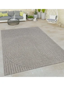 KADIMA DESIGN Outdoorteppiche<Outdoor Teppich Unifarben Spiral Balkon, Terrasse schmutzabweisend in Grau