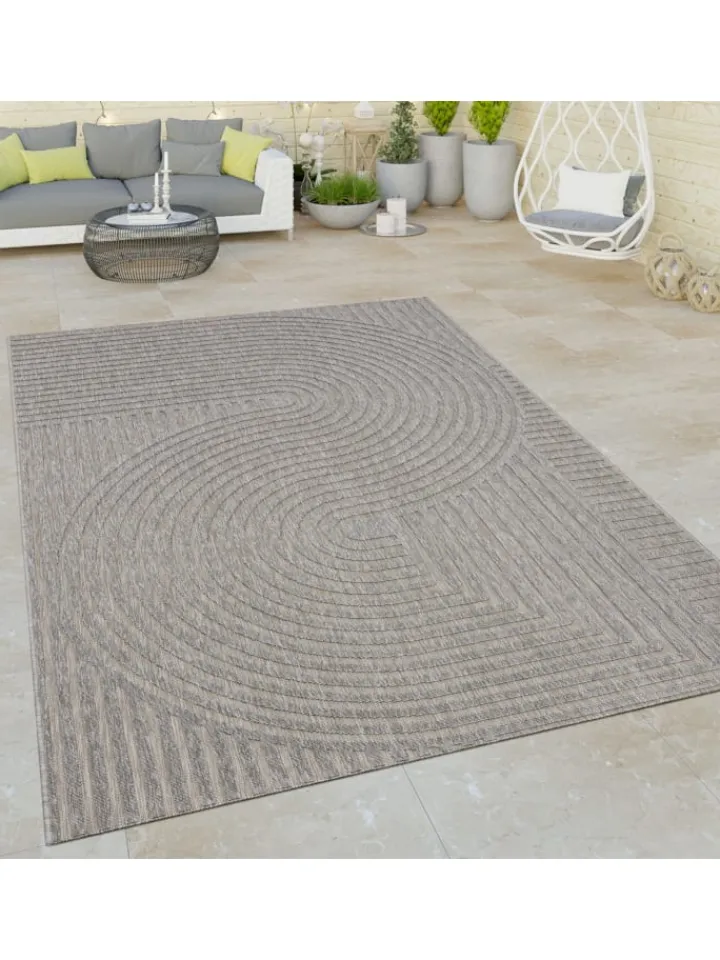 KADIMA DESIGN Outdoorteppiche<Outdoor Teppich Unifarben Spiral Balkon, Terrasse schmutzabweisend in Grau