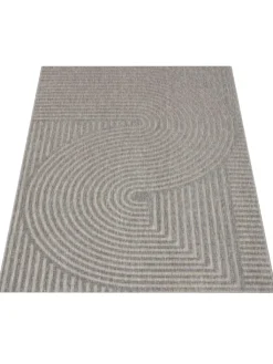 KADIMA DESIGN Outdoorteppiche<Outdoor Teppich Unifarben Spiral Balkon, Terrasse schmutzabweisend in Grau