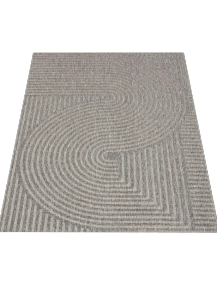 KADIMA DESIGN Outdoorteppiche<Outdoor Teppich Unifarben Spiral Balkon, Terrasse schmutzabweisend in Grau