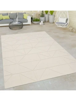 KADIMA DESIGN Outdoorteppiche<Outdoor Teppich Unifarben Geometrisch Balkon, Terrasse in Creme