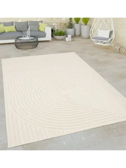 KADIMA DESIGN Outdoorteppiche<Outdoor Teppich Unifarben Spiral Balkon, Terrasse schmutzabweisend in Creme