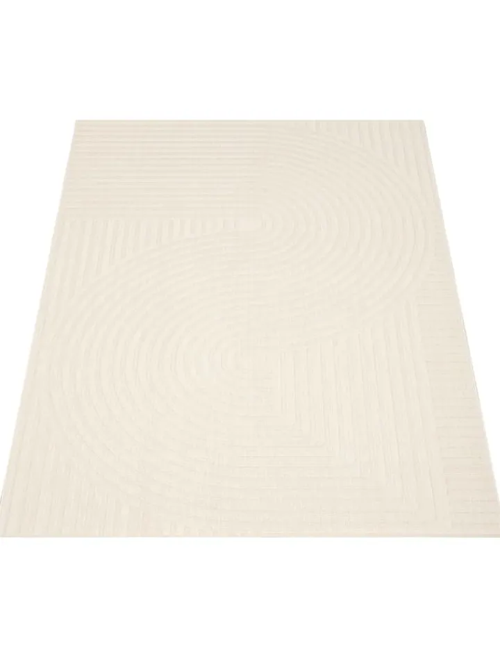 KADIMA DESIGN Outdoorteppiche<Outdoor Teppich Unifarben Spiral Balkon, Terrasse schmutzabweisend in Creme