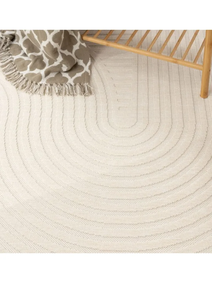 KADIMA DESIGN Outdoorteppiche<Outdoor Teppich Unifarben Spiral Balkon, Terrasse schmutzabweisend in Creme