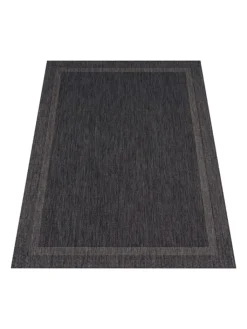 KADIMA DESIGN Outdoorteppiche<Outdoor Teppich Unifarben mit Bordüre Balkon, Terrasse in Anthrazit