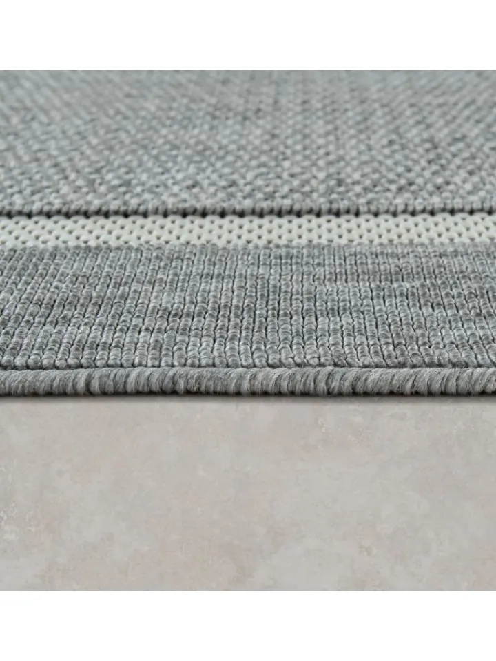 KADIMA DESIGN Outdoorteppiche<Outdoor Teppich Unifarben Bordüre Balkon, Terrasse schmutzabweisend in Grau