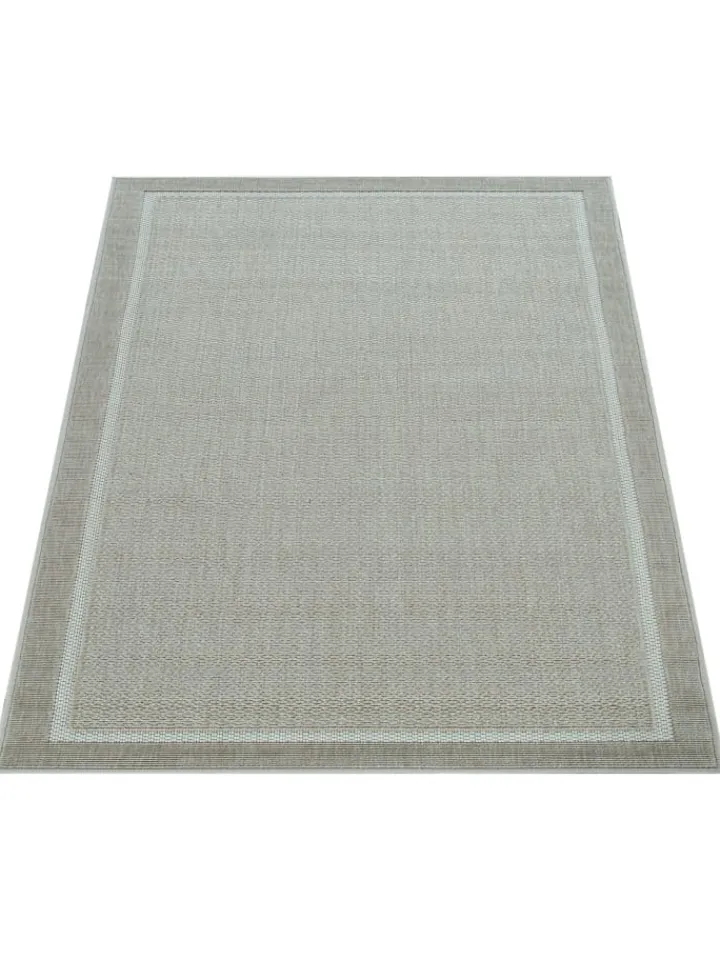 KADIMA DESIGN Outdoorteppiche<Outdoor Teppich Unifarben Bordüre Balkon, Terrasse schmutzabweisend in Beige