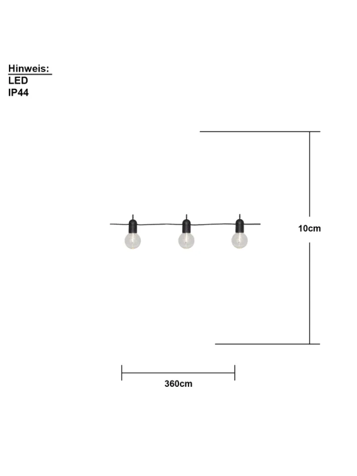 STAR Trading Lichterketten & Deko-Leuchten|Lichterketten & Dekobeleuchtung<Outdoor-Lichterkette ,Fiesta' mit Batterie + Timer, 10 klare LED Glühb