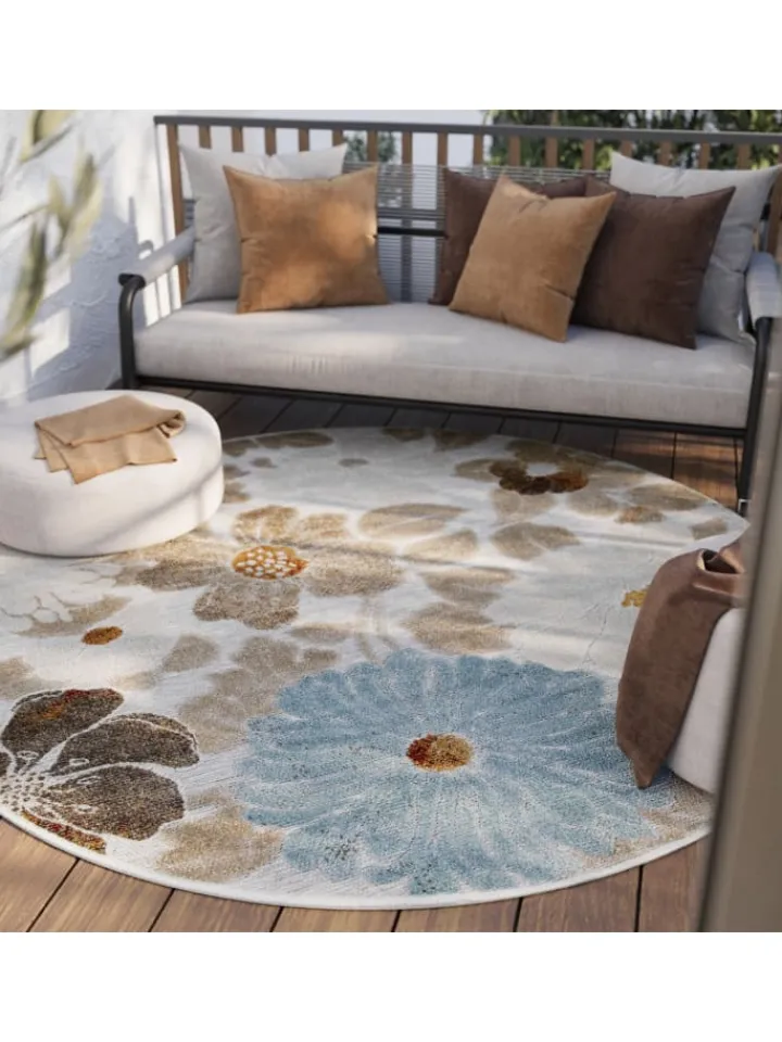 Wecon Home Outdoorteppiche<Outdoorteppich Beach Flower in beige, hellblau, gelb