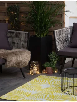 Beliani Outdoorteppiche<Outdoorteppich KOTA in Gelb/Weiß - (W) 120 x (H) 0.5 x (L) 180 cm