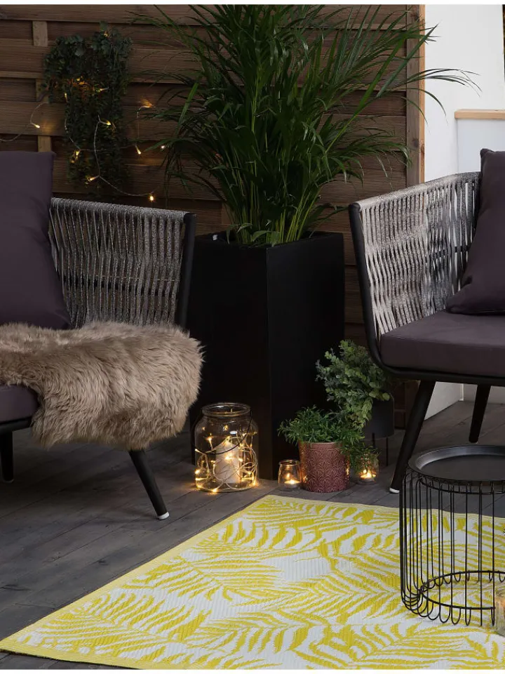 Beliani Outdoorteppiche<Outdoorteppich KOTA in Gelb/Weiß - (W) 120 x (H) 0.5 x (L) 180 cm