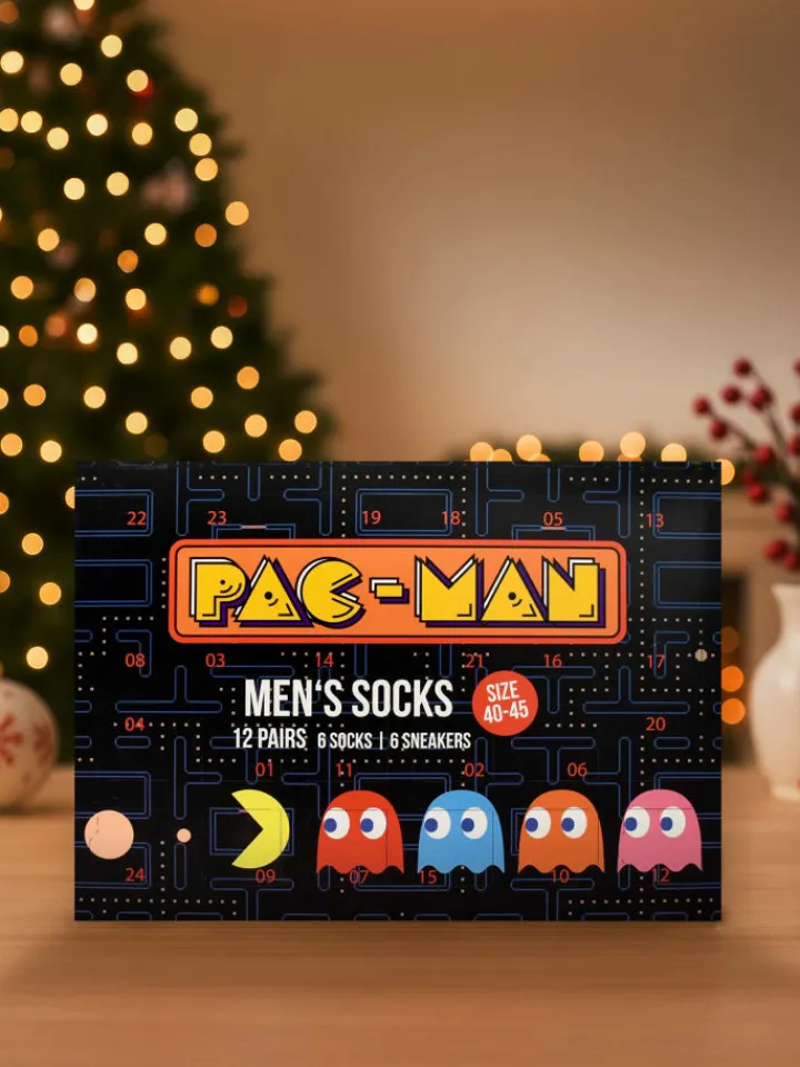 BANDAI Adventskalender<Pac-Man Socken Adventskalender mit 12 Paar Socken kurz und lang in Mehrfarbig