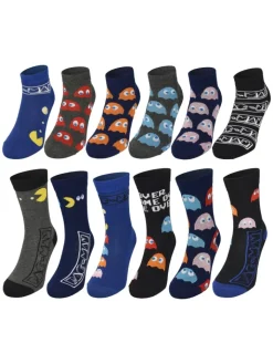 BANDAI Adventskalender<Pac-Man Socken Adventskalender mit 12 Paar Socken kurz und lang in Mehrfarbig
