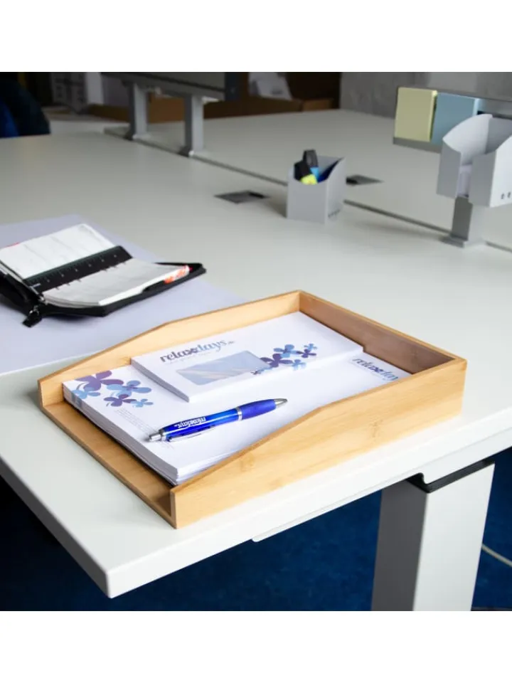 relaxdays Büro- & Schulbedarf<Papierablage in Natur - (B)25 x (H)6 x (T)34 cm