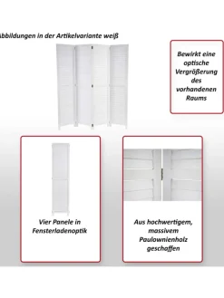 MCW Paravents<Paravant C30 im Shabby-Look, Weiß