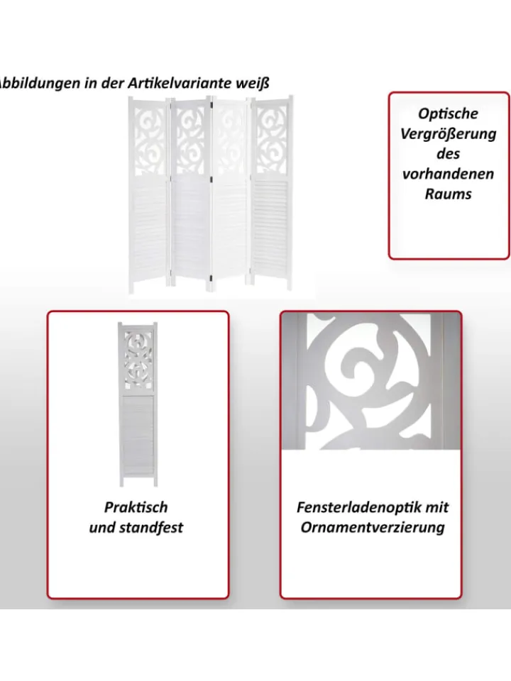 MCW Paravents<Paravant Izmir mit Ornamente, 170x241x2cm, braun