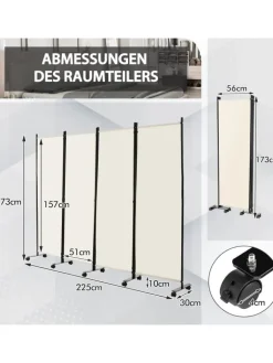COSTWAY Paravents<Paravent 4 tlg. 173 cm in Beige
