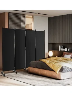COSTWAY Paravents<Paravent 4 tlg. 173 cm in Schwarz