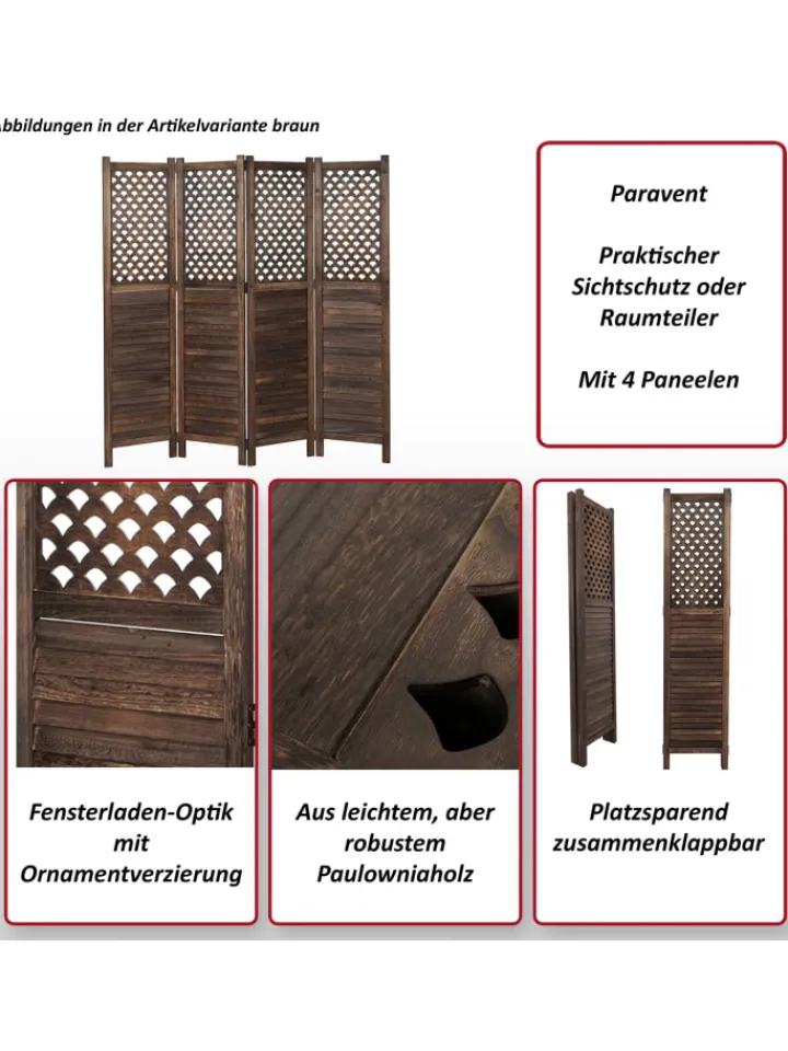 MCW Paravents<Paravent A84 mit Ornamente, Weiß
