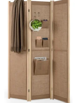 COSTWAY Paravents<Paravent 170cm 3 tlg. Trennwand in Beige