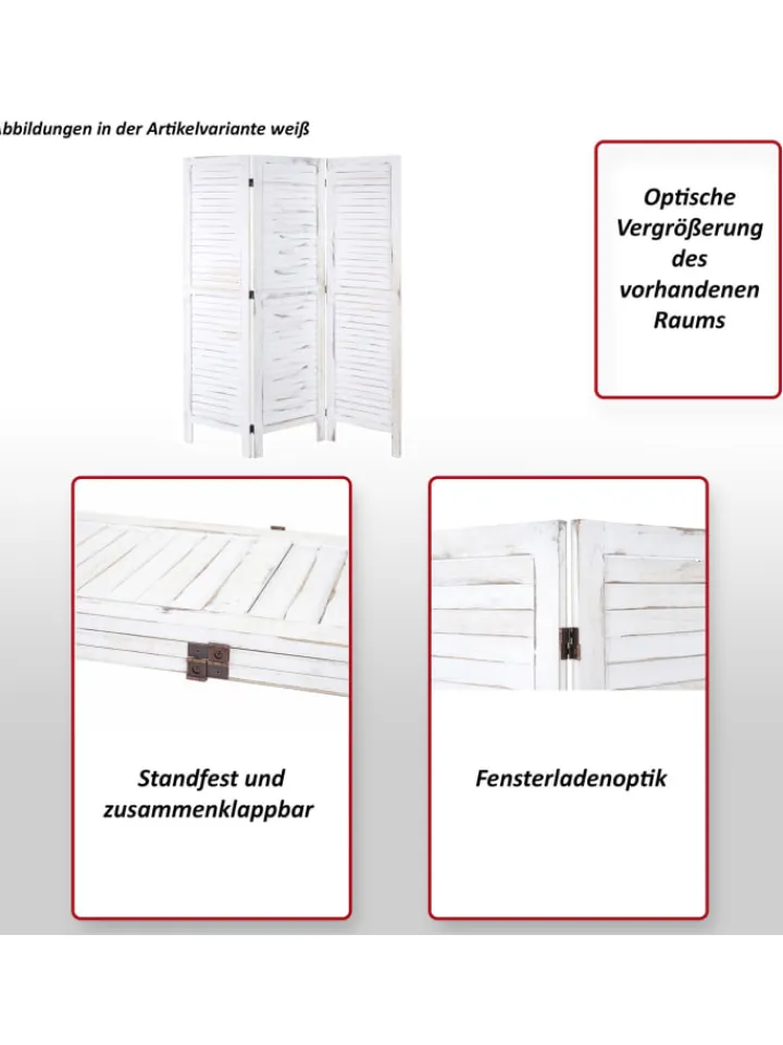 MCW Paravents<Paravent G30, Shabby-Look, Grau