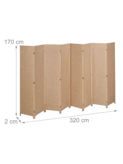 relaxdays Paravents<Paravent in Natur - (B)320 x (H)170cm