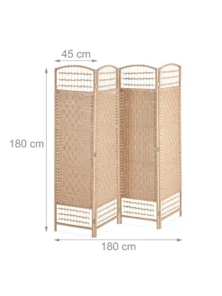 relaxdays Paravents<Paravent in Natur- (B)180 x (H)180 cm