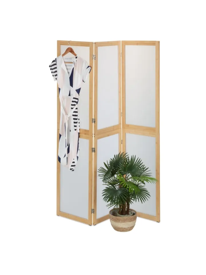relaxdays Paravents<Paravent in Natur/ Weiß - (B)136,5 x (H)180 cm