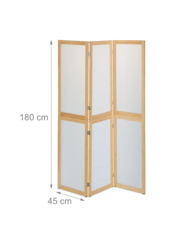 relaxdays Paravents<Paravent in Natur/ Weiß - (B)136,5 x (H)180 cm
