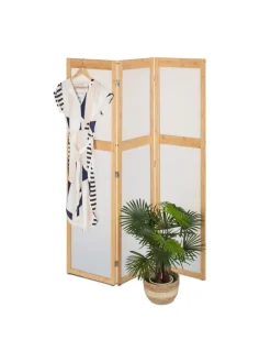 relaxdays Paravents<Paravent in Natur/ Weiß - (B)135,5 x (H)168 cm