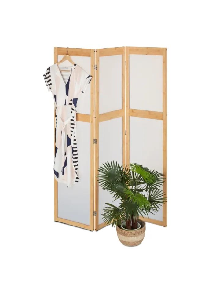 relaxdays Paravents<Paravent in Natur/ Weiß - (B)135,5 x (H)168 cm