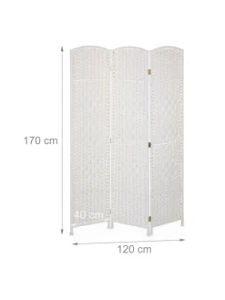 relaxdays Paravents<Paravent in Weiß - (B)120 x (H)170 cm