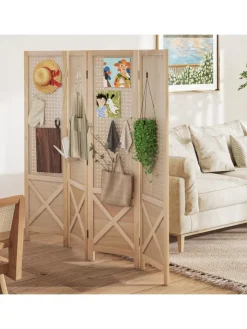 COSTWAY Paravents<Paravent mit Stecktafel in Hellbraun