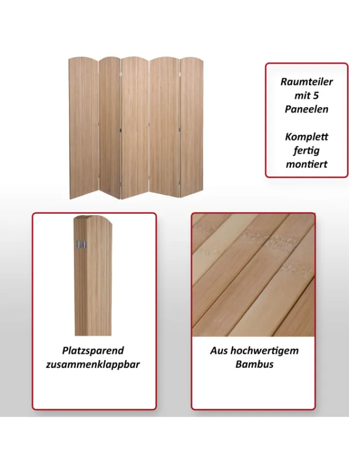 MCW Paravents<Paravent O30 zusammenklappbar 5 Paneele 170x204cm