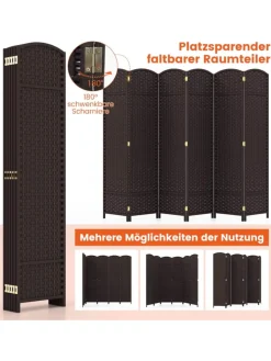 COSTWAY Paravents<Paravent 240x170cm in Braun