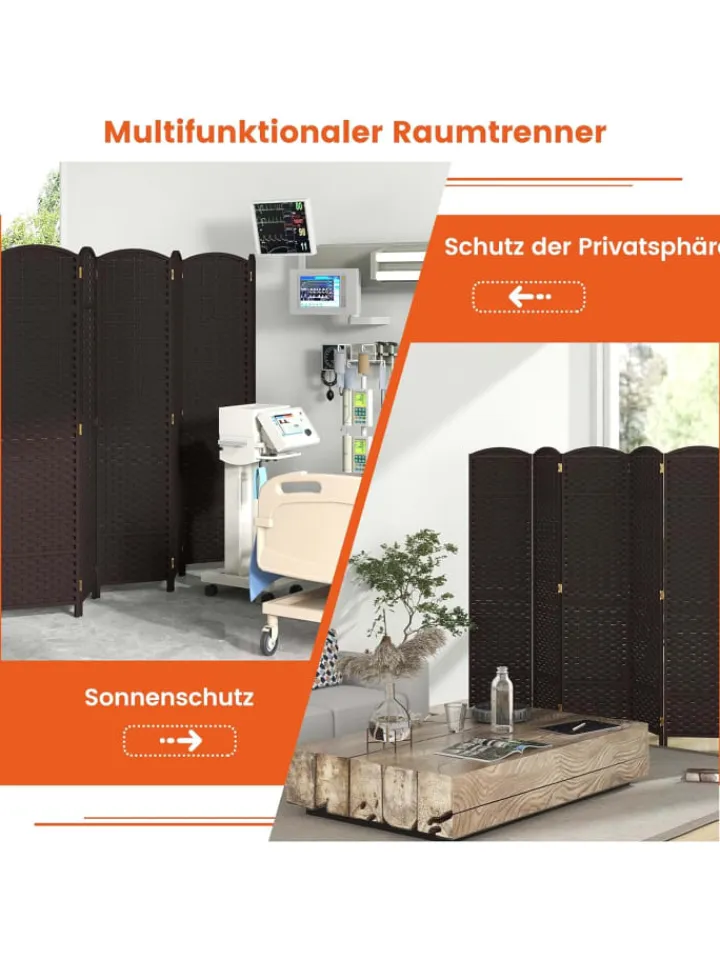 COSTWAY Paravents<Paravent 240x170cm in Braun