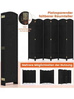 COSTWAY Paravents<Paravent 240x170cm in Schwarz