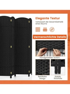 COSTWAY Paravents<Paravent 240x170cm in Schwarz