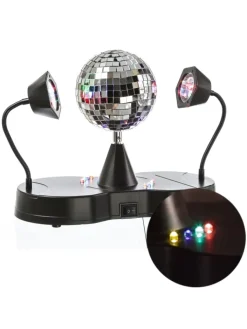 SATISFIRE Lichterketten & Dekobeleuchtung<Party Disco Effekt Spiegelkugel mit 2 Schwanenhals Spots H: 22cm in bunt