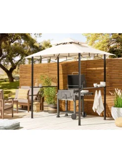 Beliani Gartenmöbel<Pavillon NARO in Beige/Schwarz - (W) 240 x (H) 245 x (L) 148 cm