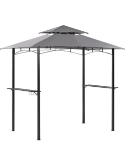 Beliani Gartenmöbel<Pavillon NARO in Grau/Schwarz - (W) 240 x (H) 245 x (L) 148 cm
