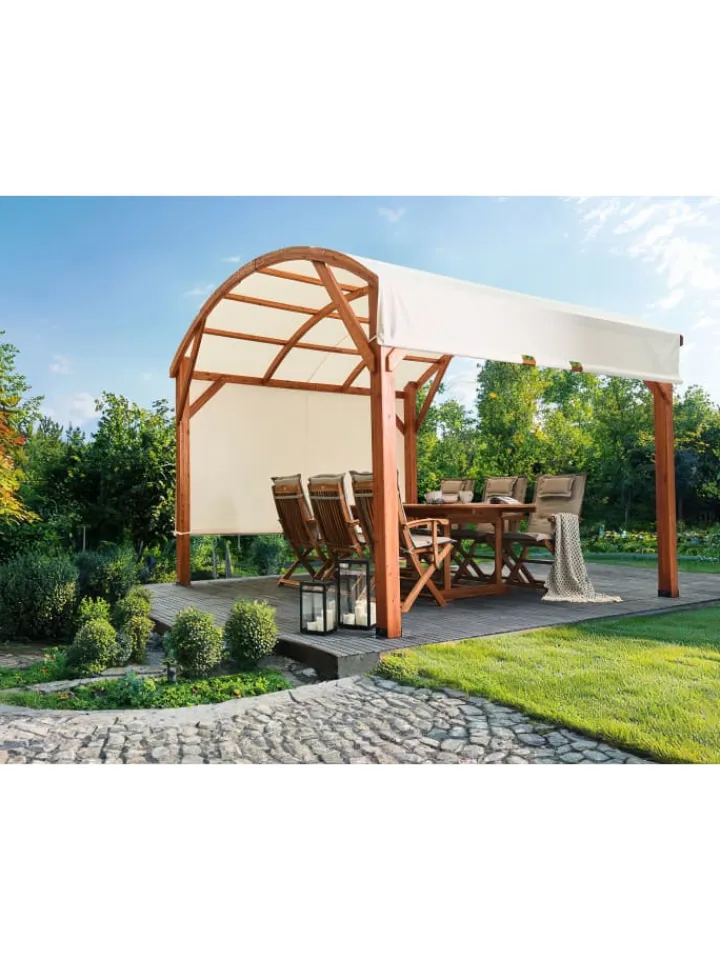 Beliani Gartenmöbel<Pavillon SCOPELLO in Braun/Weiß - (W) 303 x (H) 257 x (L) 300 cm