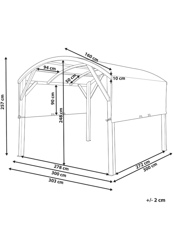 Beliani Gartenmöbel<Pavillon SCOPELLO in Braun/Weiß - (W) 303 x (H) 257 x (L) 300 cm