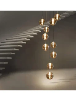 ZMH Decken- & Hängeleuchten<Pendelleuchte 10-flammige G9 in rauchgrau Glas und Kristall L41cm x H215cm