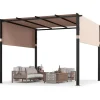 COSTWAY Gartenmöbel<Pergola mit 2 verstellbaren Dächern in Beige